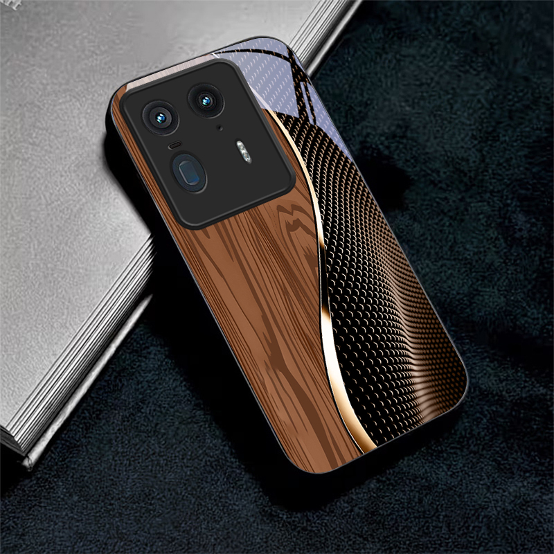 Phone Cases Motorola - Fiber Gold Trim Black Glass Phone