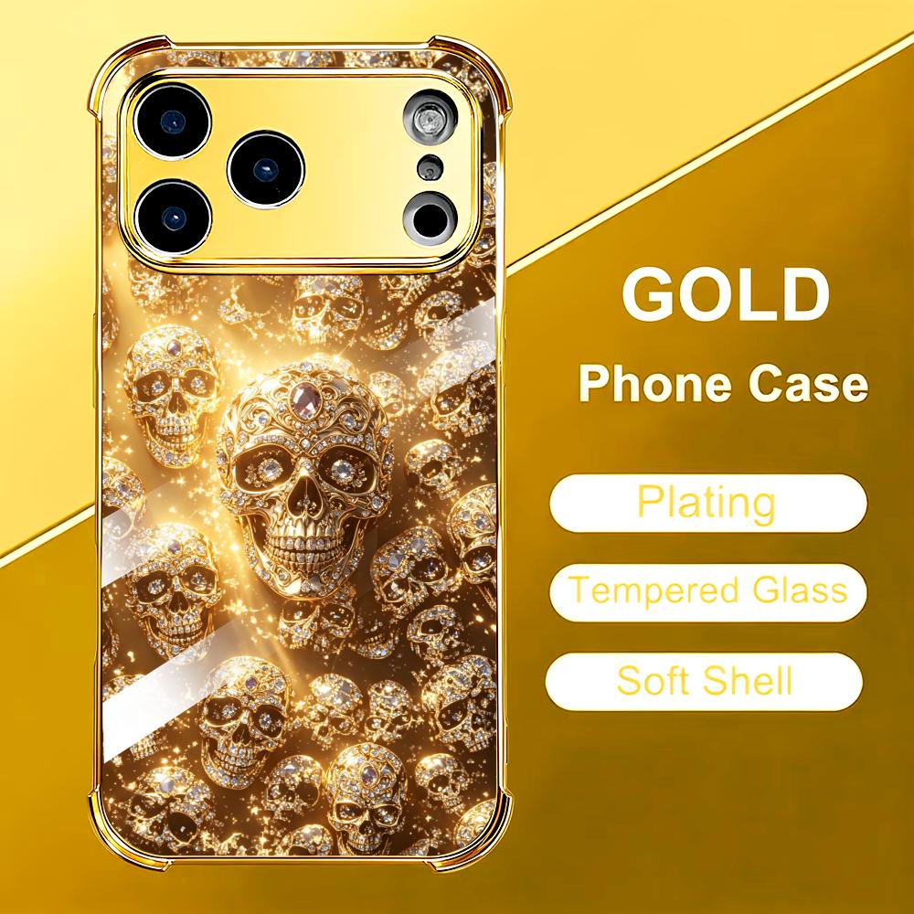 Phone Cases Rhode - Luxurious Golden Skull glass phone case