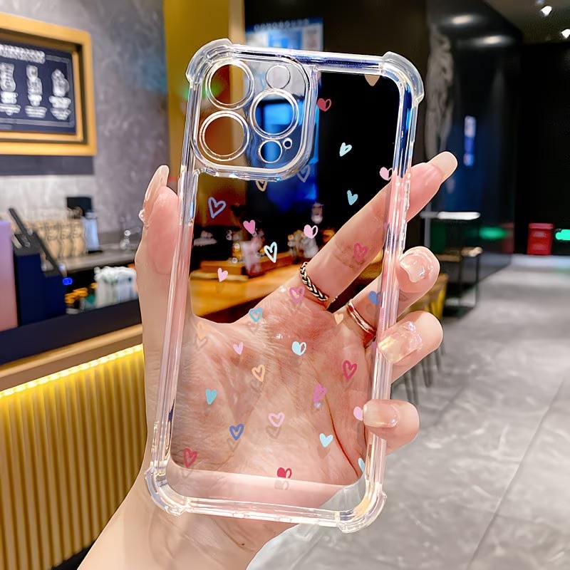 Phone Cases Xr - Transparent Corner Bumper Colorful Hearts Phone