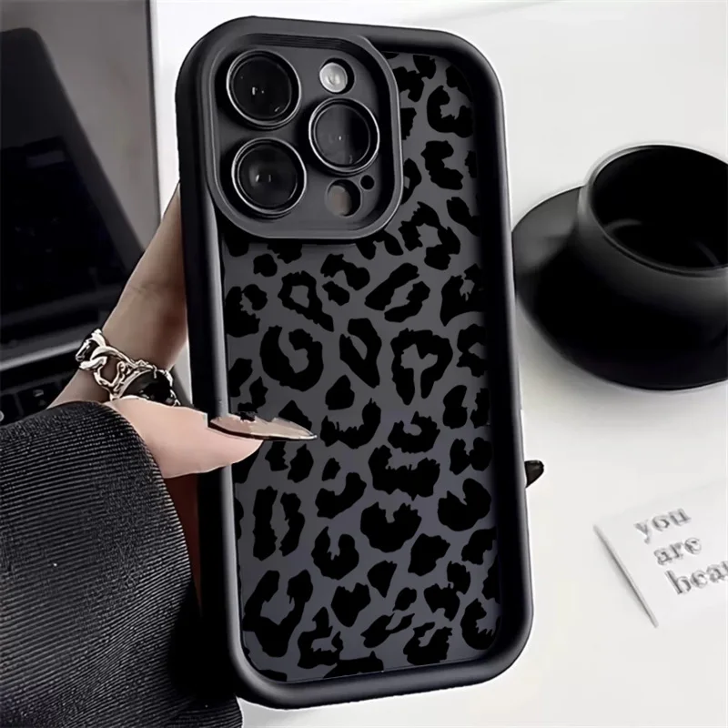 Black Leopard Print Pattern Si - Phone Cases Rhode recension och pris
