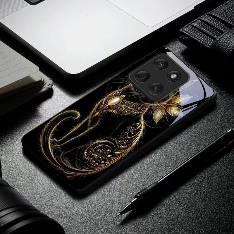 Mystic Golden Pearl Cat Black  - Phone Cases Motorola recension och pris