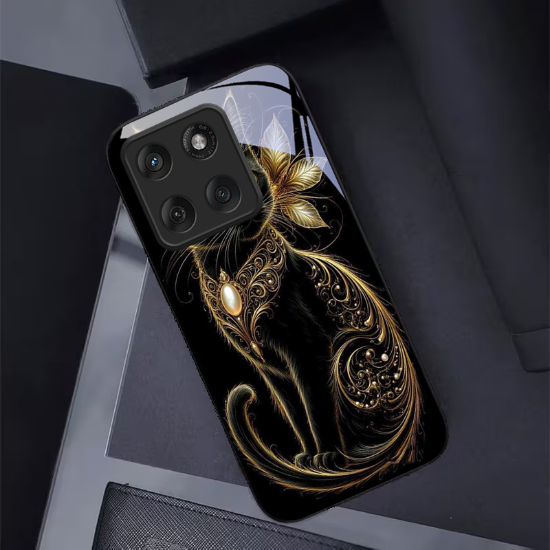 Mystic Golden Pearl Cat Black  - Phone Cases Motorola recension och pris