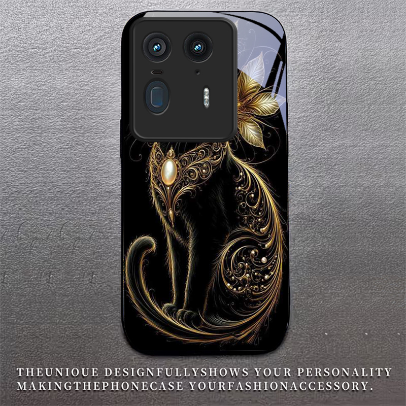 Luxury Jeweled Cat Black Glass - Phone Cases Motorola recension och pris