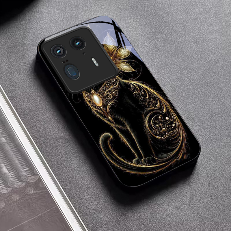 Luxury Jeweled Cat Black Glass - Phone Cases Motorola recension och pris