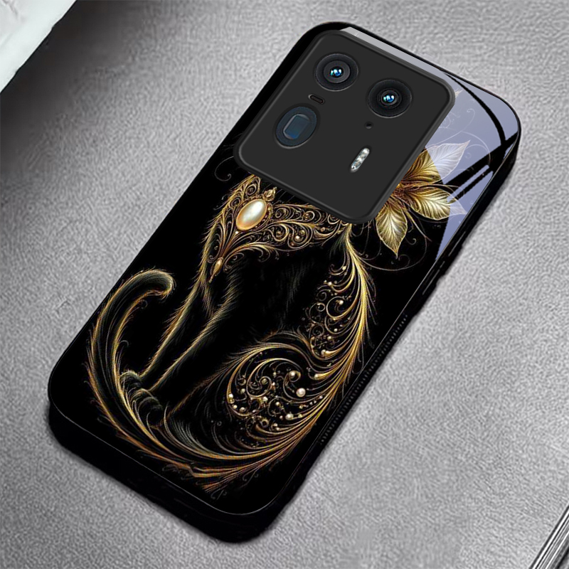 Luxury Jeweled Cat Black Glass - Phone Cases Motorola recension och pris