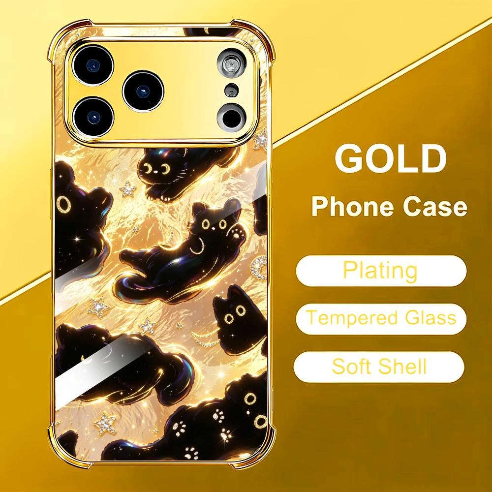 Premium Golden Black Cat glass - Phone Cases Rhode recension och pris