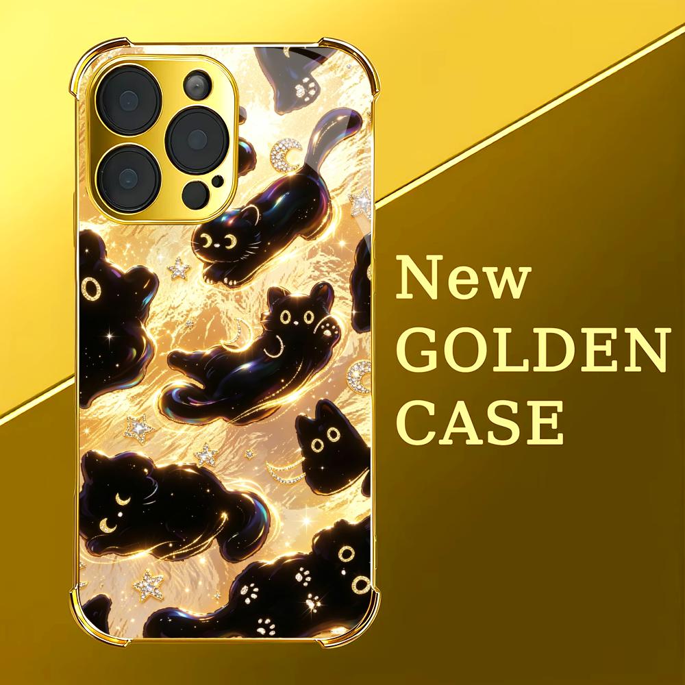 Premium Golden Black Cat glass - Phone Cases Rhode recension och pris