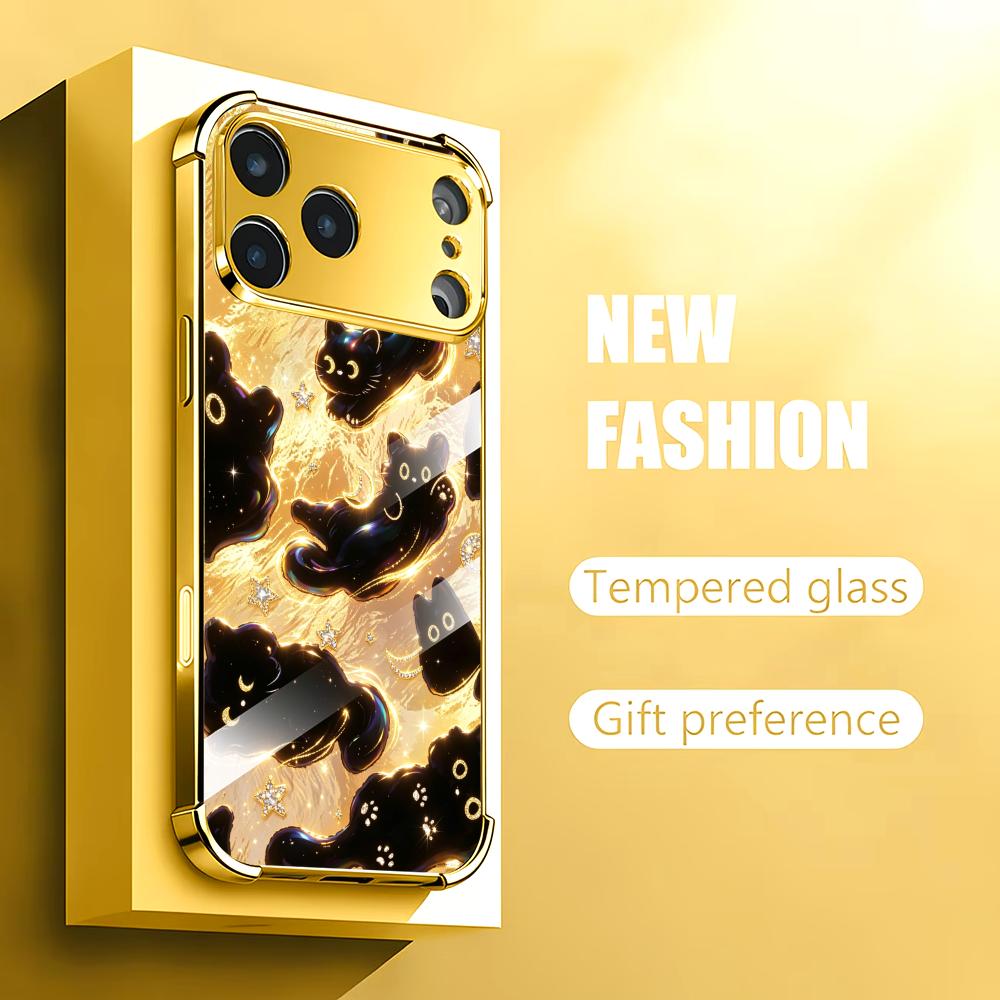 Premium Golden Black Cat glass - Phone Cases Rhode recension och pris