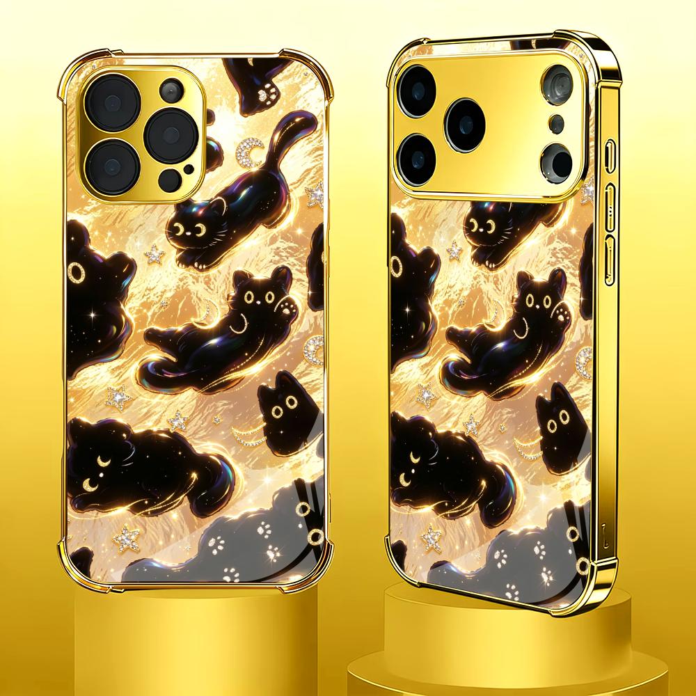 Premium Golden Black Cat glass - Phone Cases Rhode recension och pris