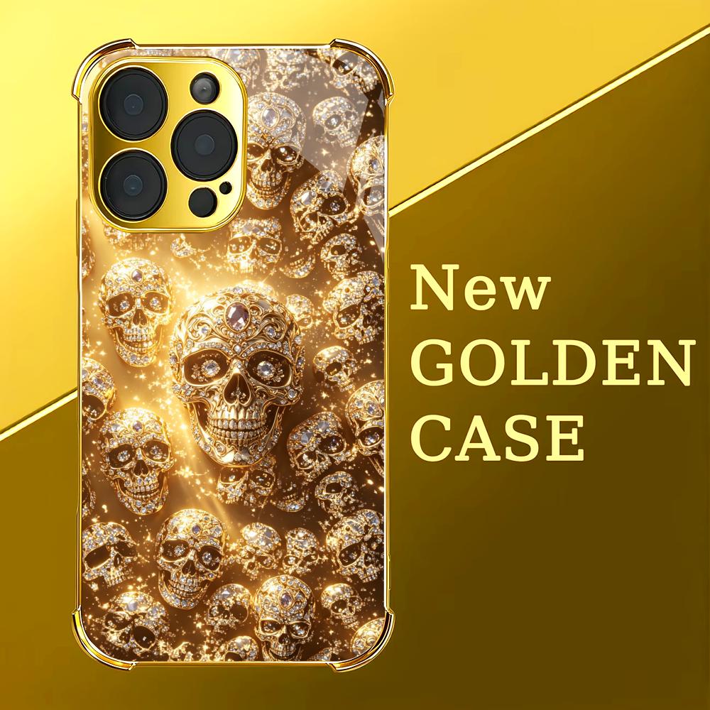 Luxurious Golden Skull glass p - Phone Cases Rhode recension och pris