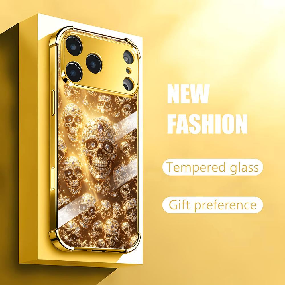 Luxurious Golden Skull glass p - Phone Cases Rhode recension och pris