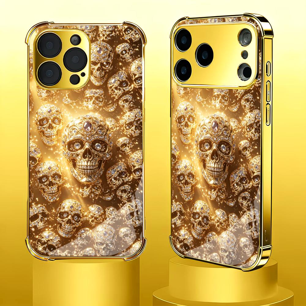 Luxurious Golden Skull glass p - Phone Cases Rhode recension och pris