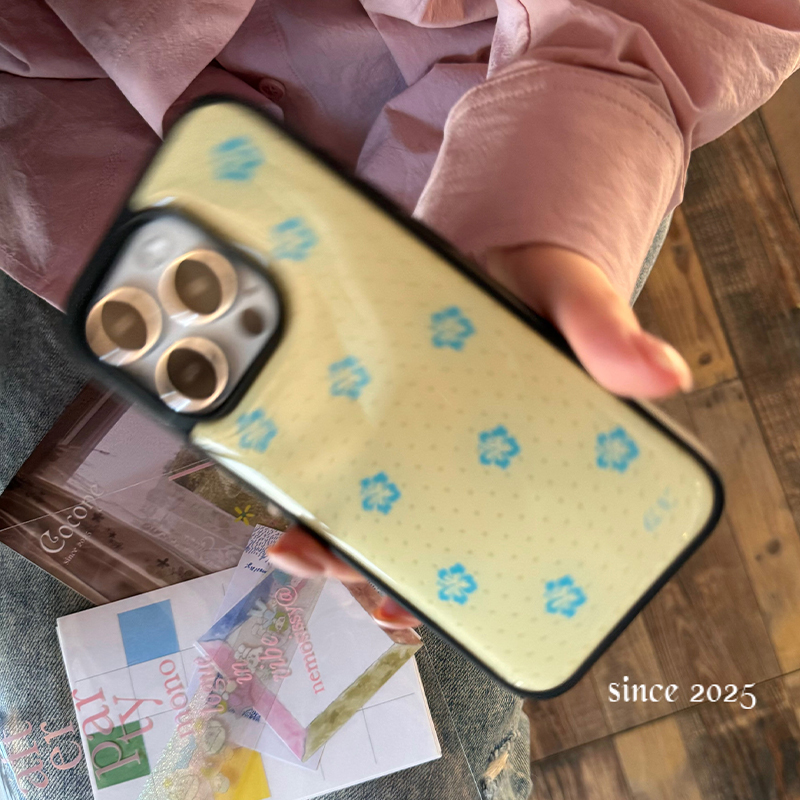 Korean Ins Blue Flowers Polka  - Phone Cases Korean recension och pris