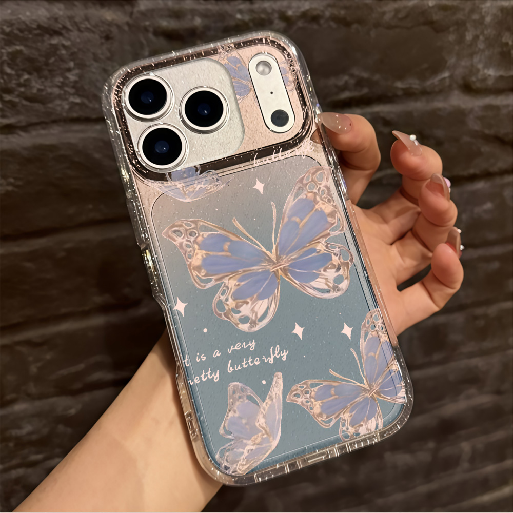 Luxury Blue Butterfly Clear Gl - Phone Cases Luxury recension och pris