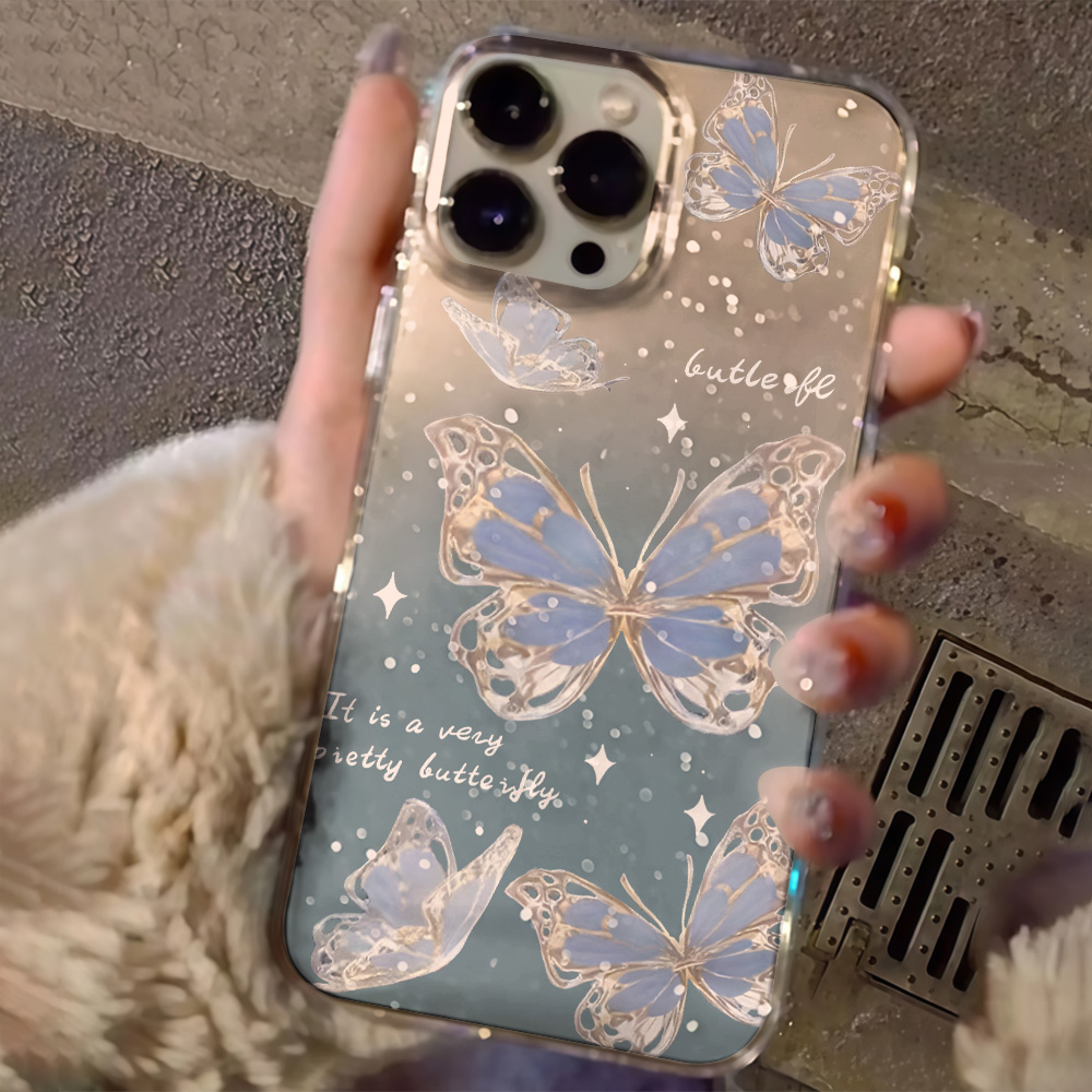 Luxury Blue Butterfly Clear Gl - Phone Cases Luxury recension och pris