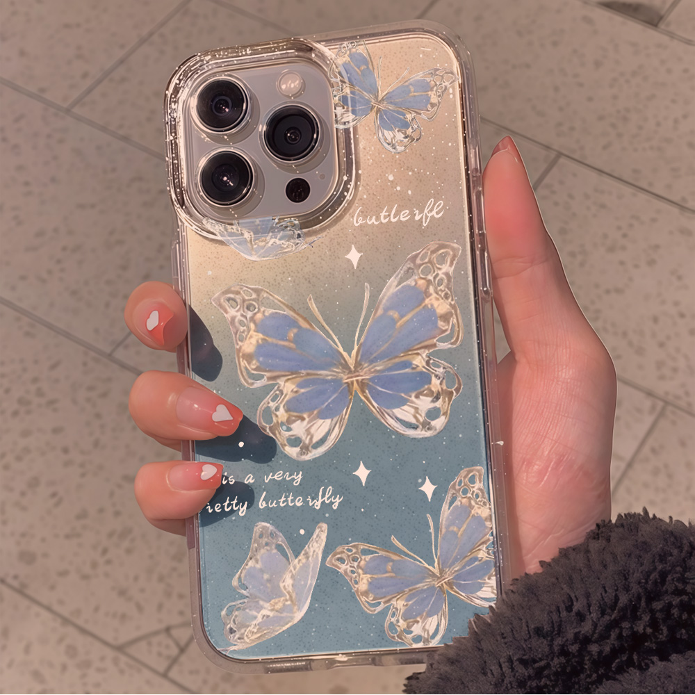 Luxury Blue Butterfly Clear Gl - Phone Cases Luxury recension och pris