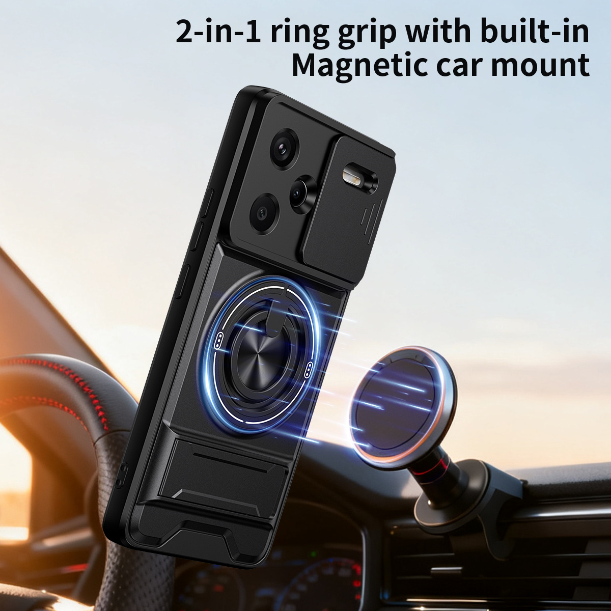 Lens Slide Camera Phone Case f - Ring Stand Case recension och pris