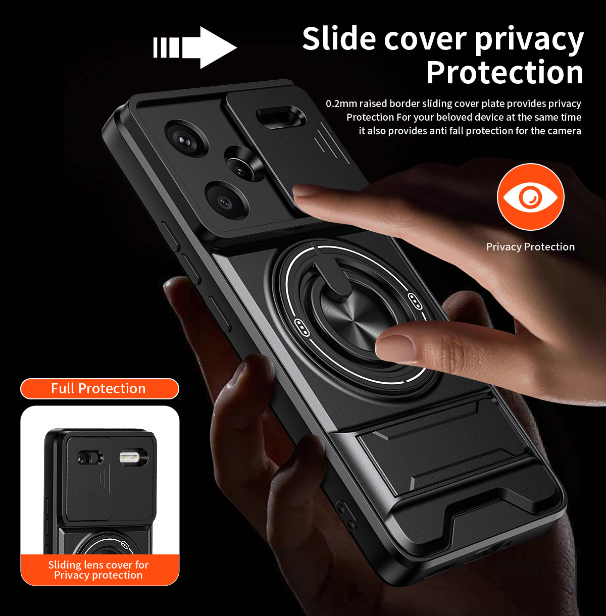 Lens Slide Camera Phone Case f - Ring Stand Case recension och pris